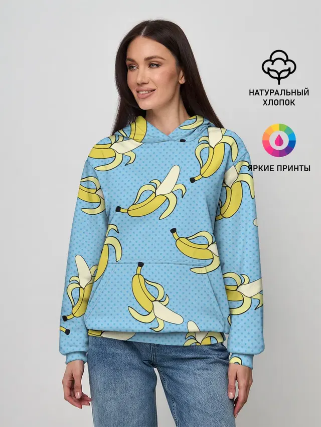Женское худи с принтом «Pop Art — Banana art»