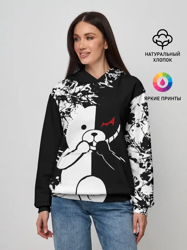 Женское худи с принтом «MONOKUMA держит руки»