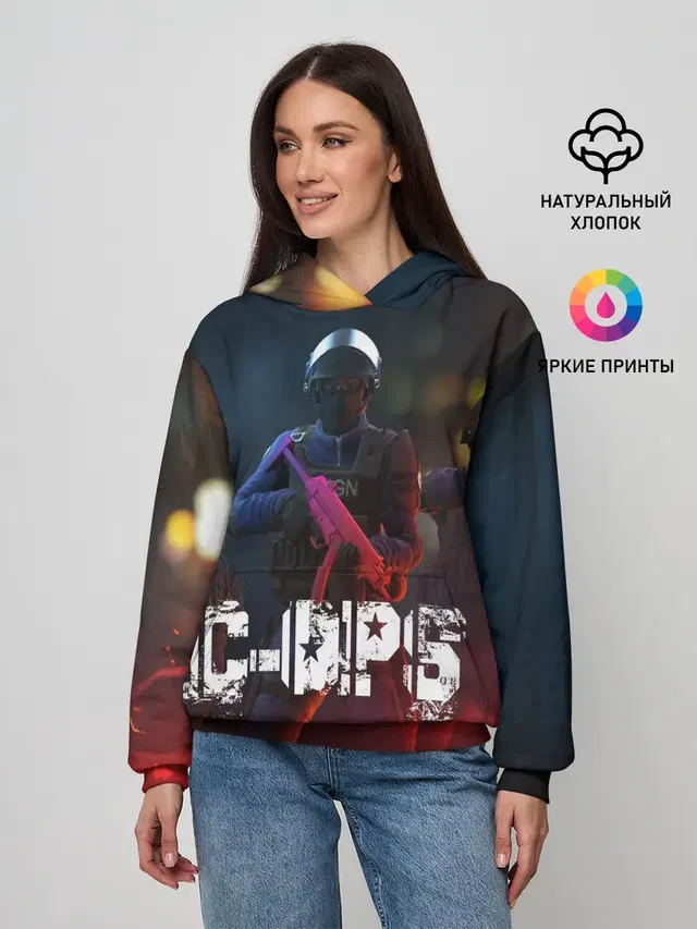 Женское худи с принтом «Разные игры — C-OPS»