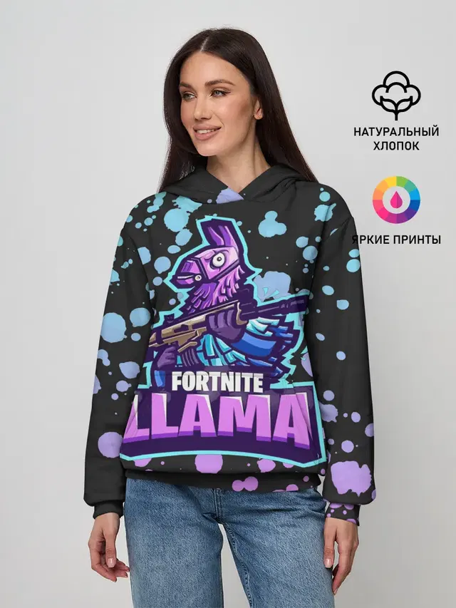 Женское худи с принтом «Фортнайт — Fortnite LLAMA»