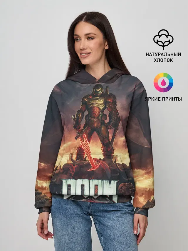Женское худи с принтом «Дум — DOOM ETERNAL»