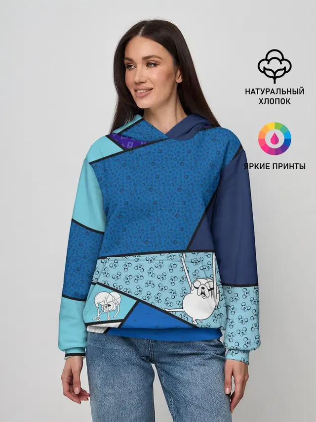 Женское худи с принтом «Время приключений — Finn&Jake. Geometric»