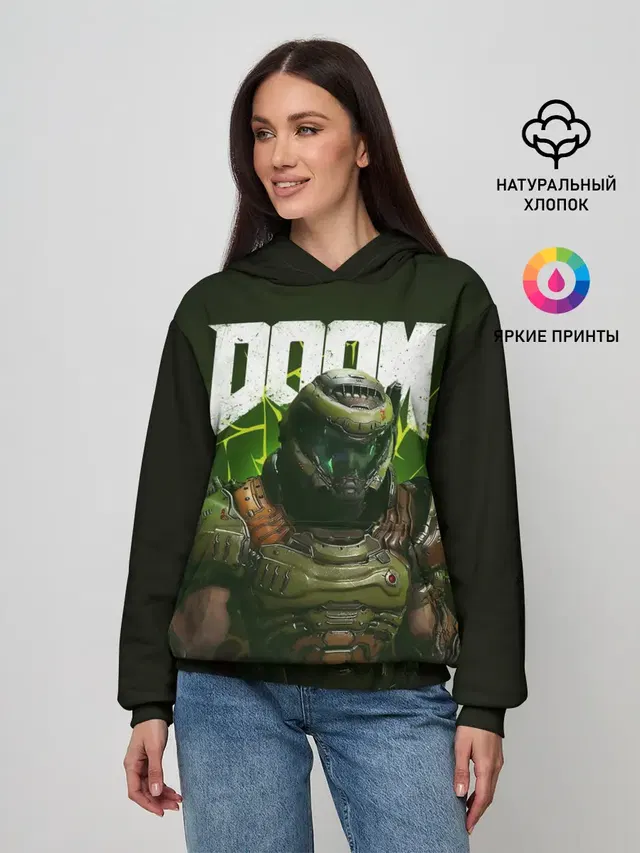 Женское худи с принтом «Дум — Doom Eternal»