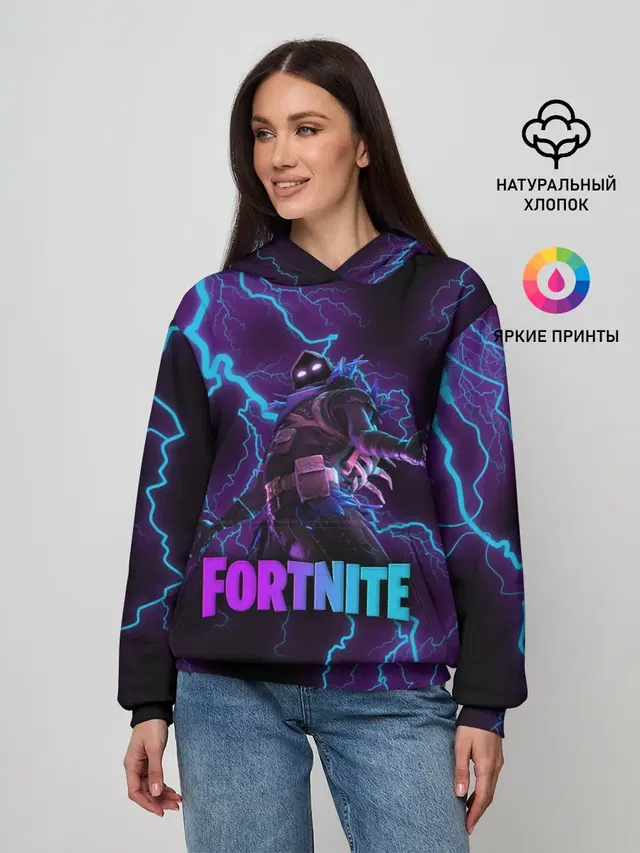 Женское худи с принтом «Фортнайт — FORTNITE RAVEN»