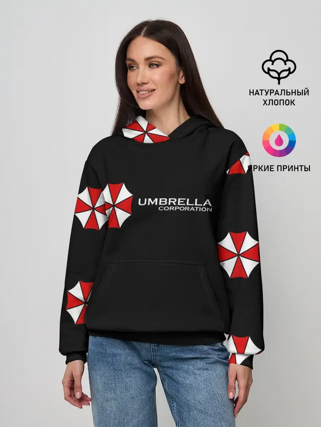 Женское худи с принтом «Корпорация Umbrella — Umbrella Corporation»