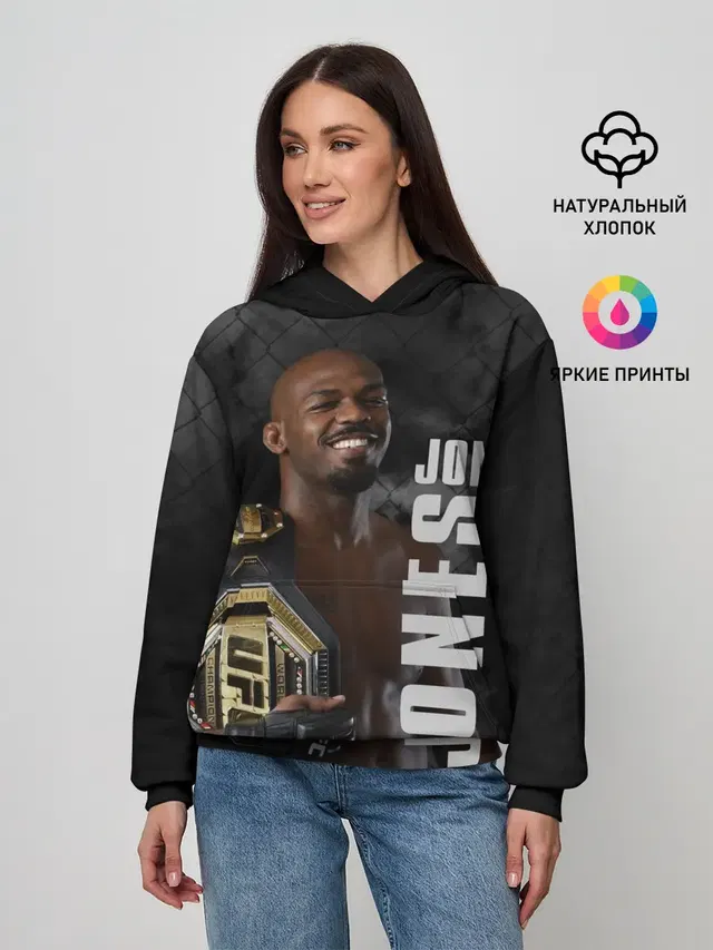 Женское худи с принтом «MMA — Jon Jones — Джон Джонс»