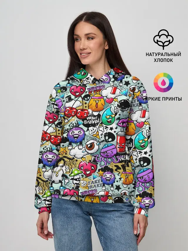 Женское худи с принтом «eyeball — Stickerboom»