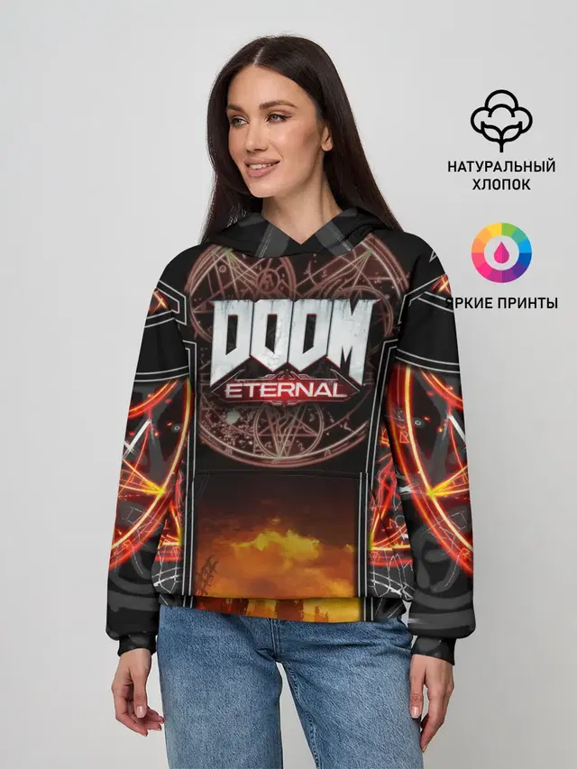 Женское худи с принтом «Дум — DOOM ETERNAL»