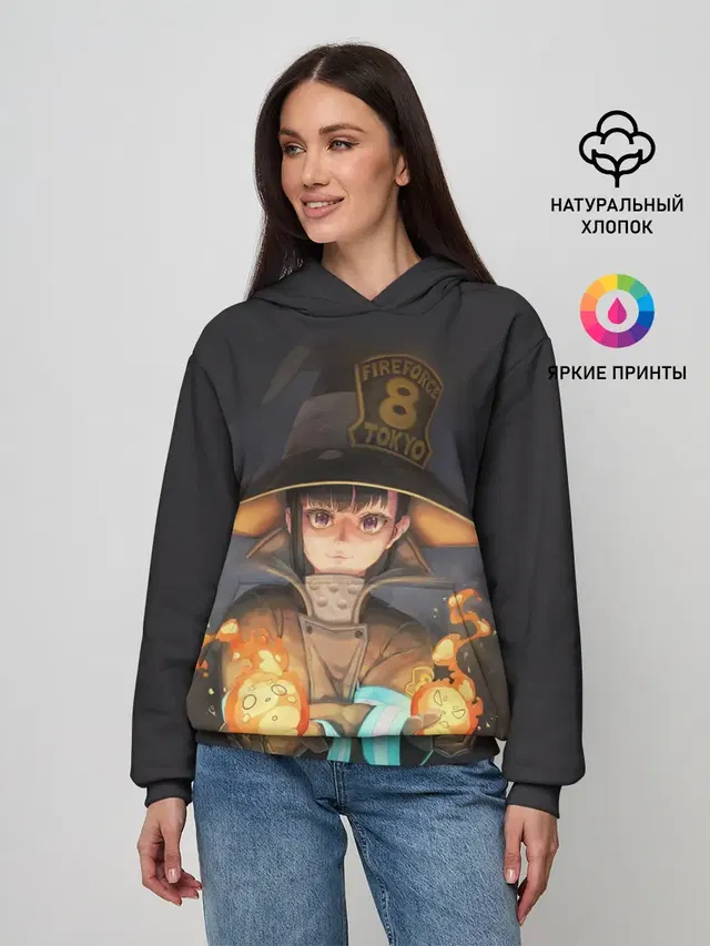 Женское худи с принтом «Пламенная бригада пожарных — enenno shouboutai Fire Force»