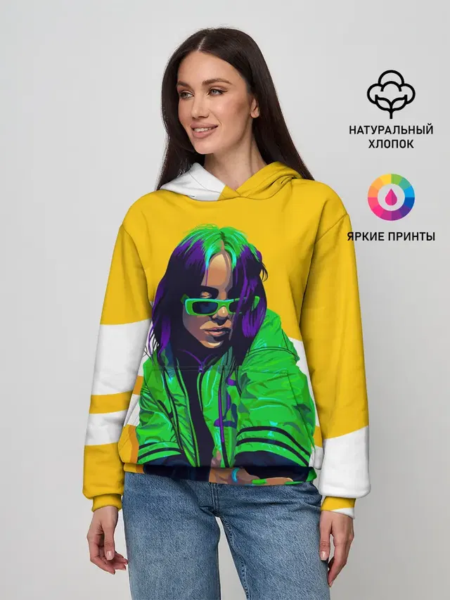 Женское худи с принтом «Billie Eilish — Green Eilish»