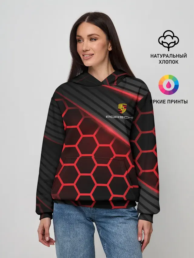 Женское худи с принтом «Hexagon — ПОРШЕ»