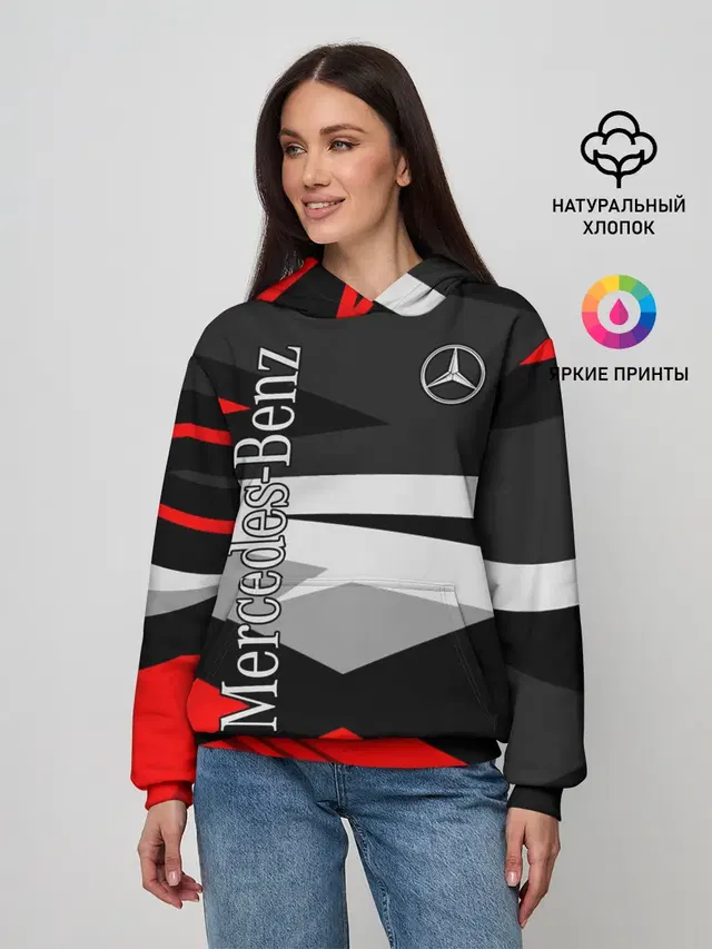 Женское худи с принтом «Abstract Geometric Design — Mercedes-Benz»