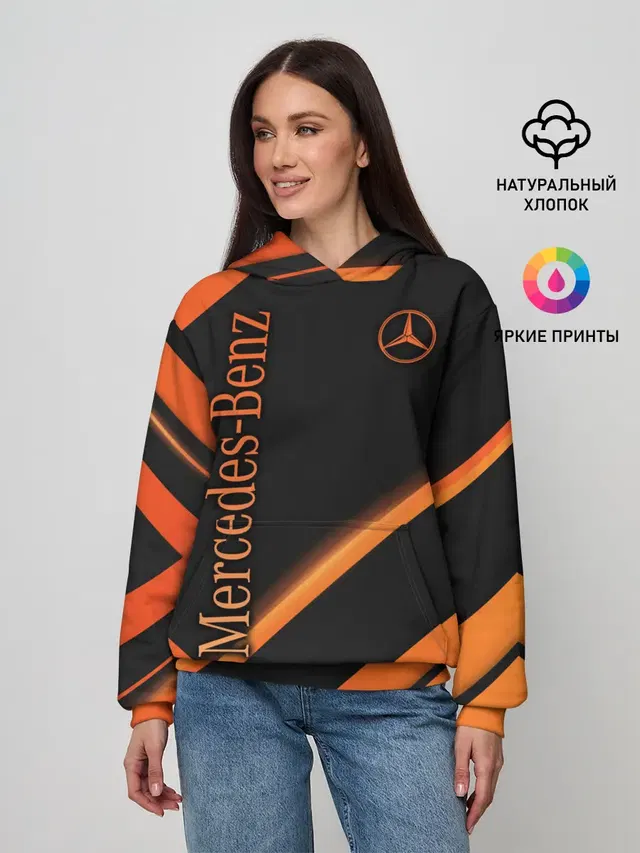 Женское худи с принтом «Merсedes — Mercedes-Benz»