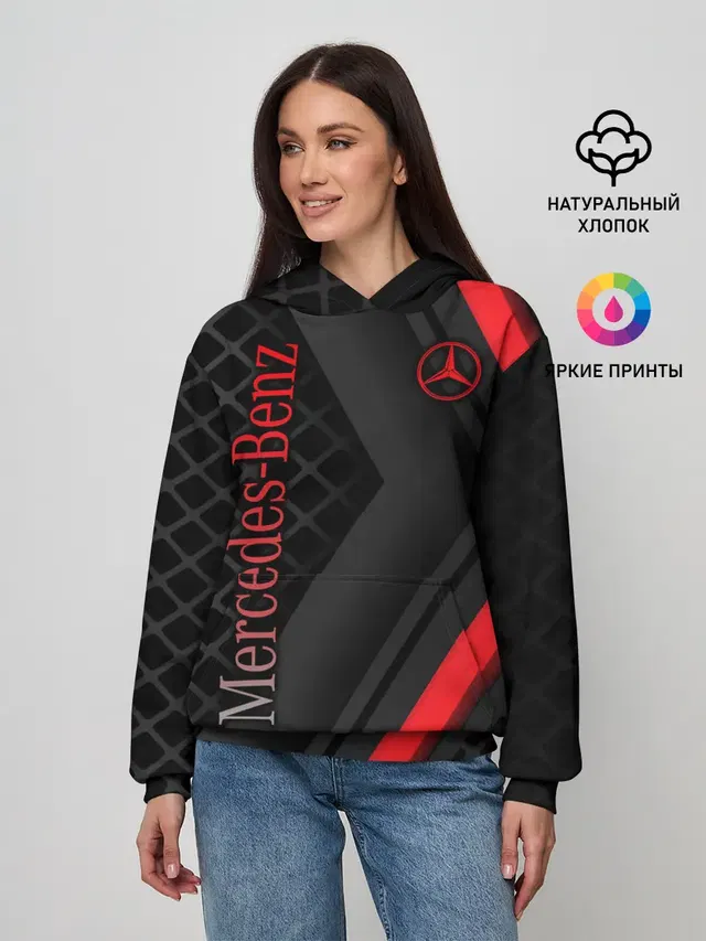 Женское худи с принтом «Merсedes — MERCEDES-BENZ — AMG»
