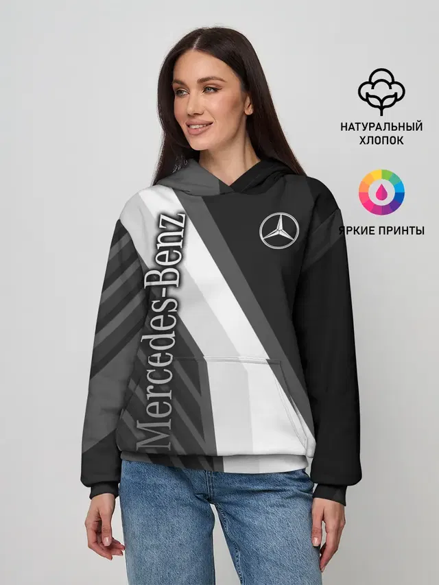 Женское худи с принтом «Merсedes — Mercedes-Benz»