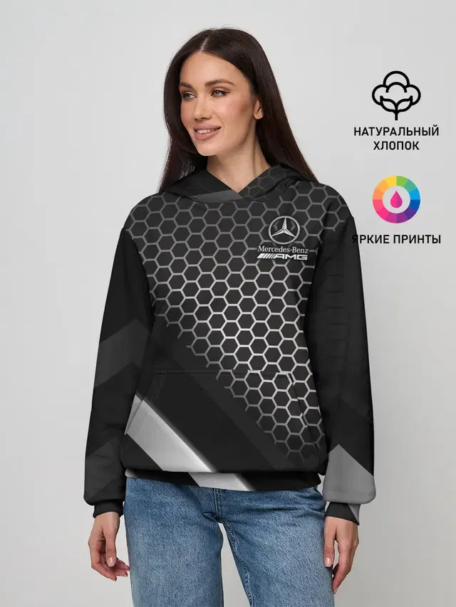 Женское худи с принтом «Honeycomb pattern — Mercedes-AMG»