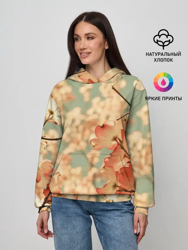 Женское худи с принтом «Цветы — Flowers»