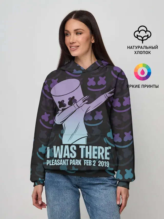 Женское худи с принтом «Фортнайт — Fortnite,Marshmello»