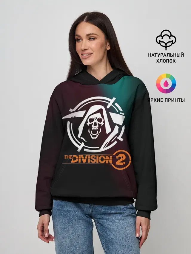 Женское худи с принтом «Tom Clancys The Division — The Division 2 Logo»