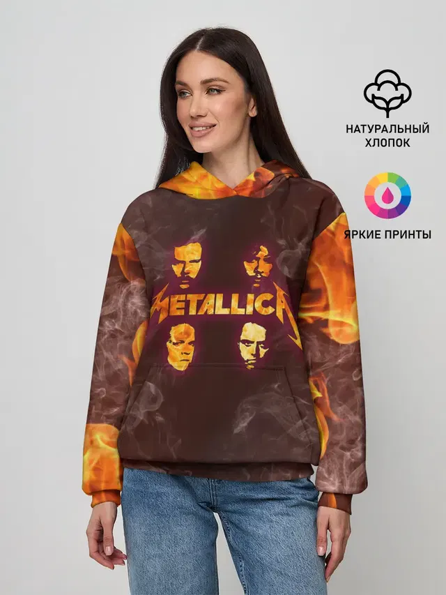 Женское худи с принтом «Metallica — Fire Rock»