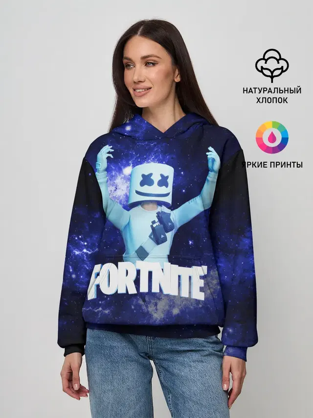 Женское худи с принтом «Фортнайт — Marshmello»