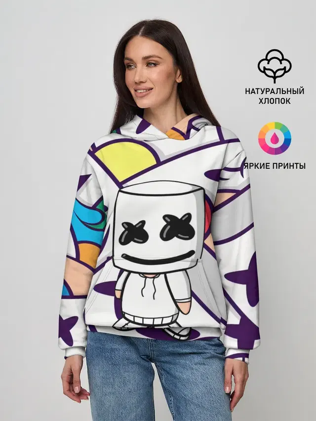 Женское худи с принтом «Marshmello»