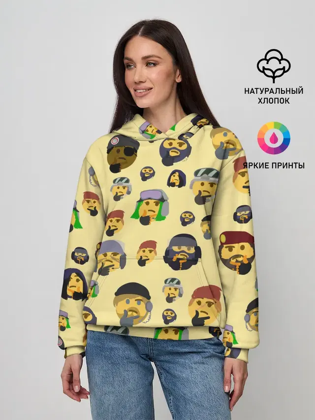 Женское худи с принтом «Популярные — Thinking emoji skins»