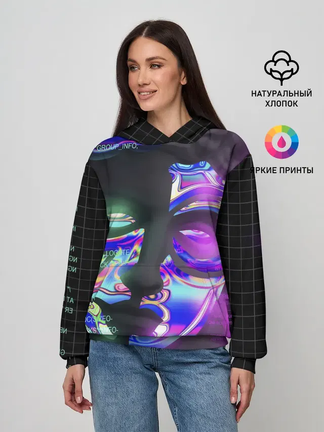 Женское худи с принтом «Vaporwave — Chrome Effect»