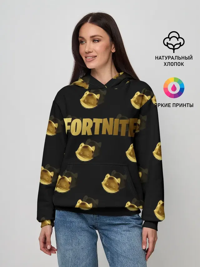 Женское худи с принтом «Фортнайт — Fortnite gold»
