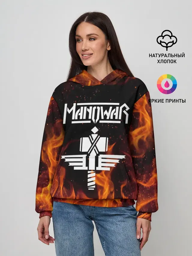 Женское худи с принтом «Разный рок — Manowar»