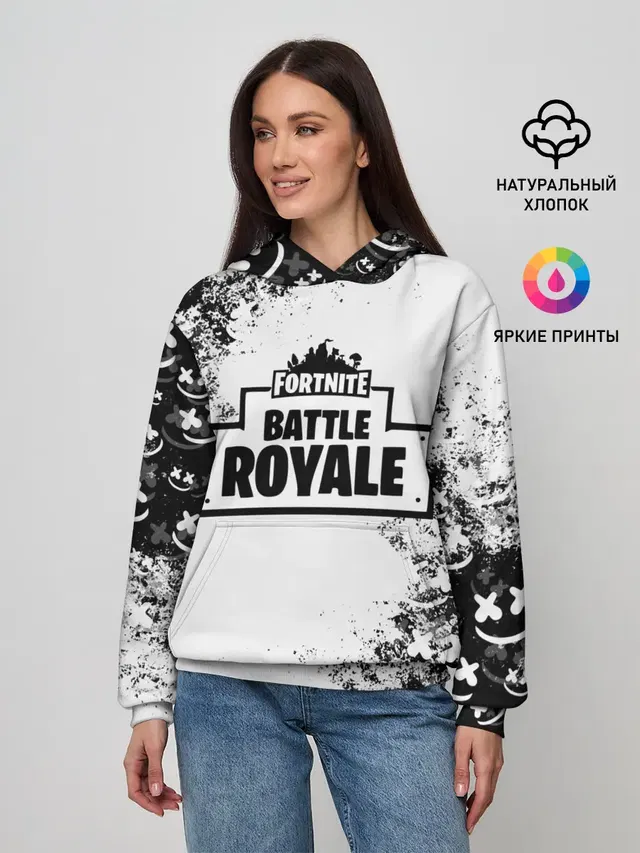 Женское худи с принтом «Фортнайт — Fortnite & Marshmello»