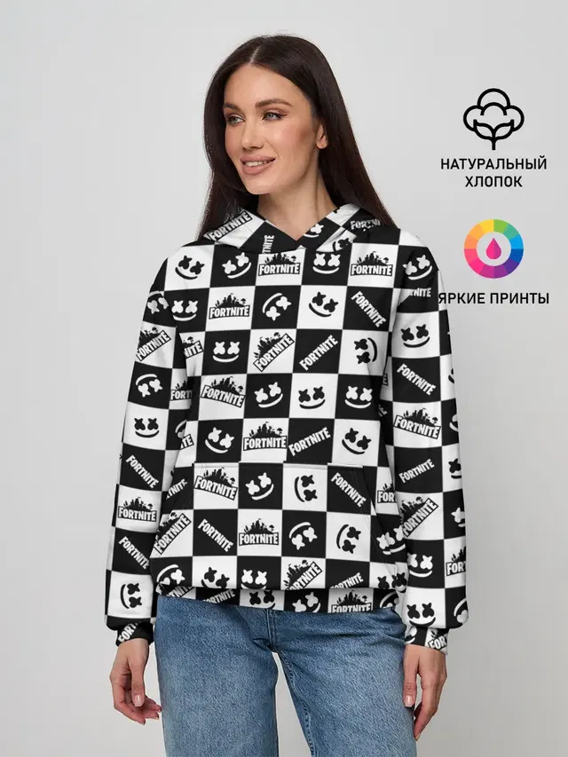 Женское худи с принтом «Фортнайт — Fortnite&Marshmello»