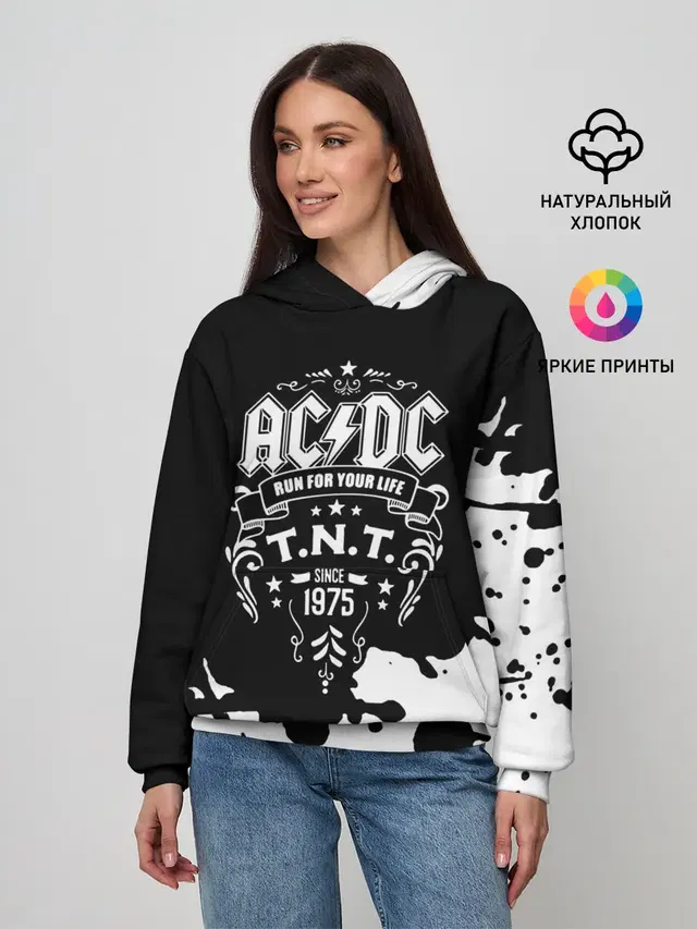Женское худи с принтом «1975 — AC/DC T.N.T.»