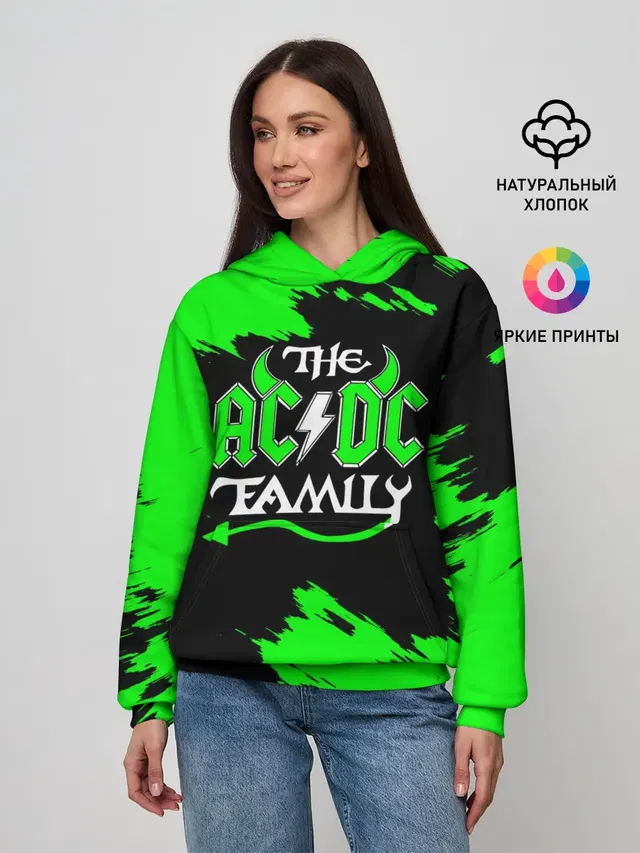 Женское худи с принтом «The AC — The AC/DC famely»