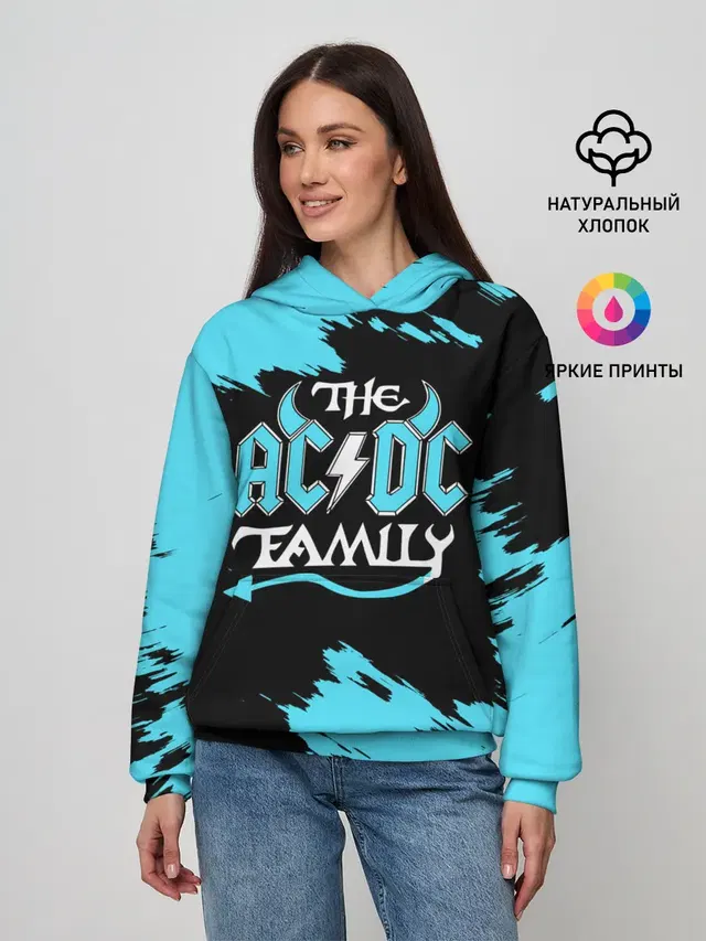 Женское худи с принтом «The AC — The AC/DC famely»