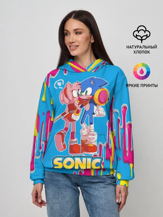 Женское худи с принтом «Разные игры — Sonic»