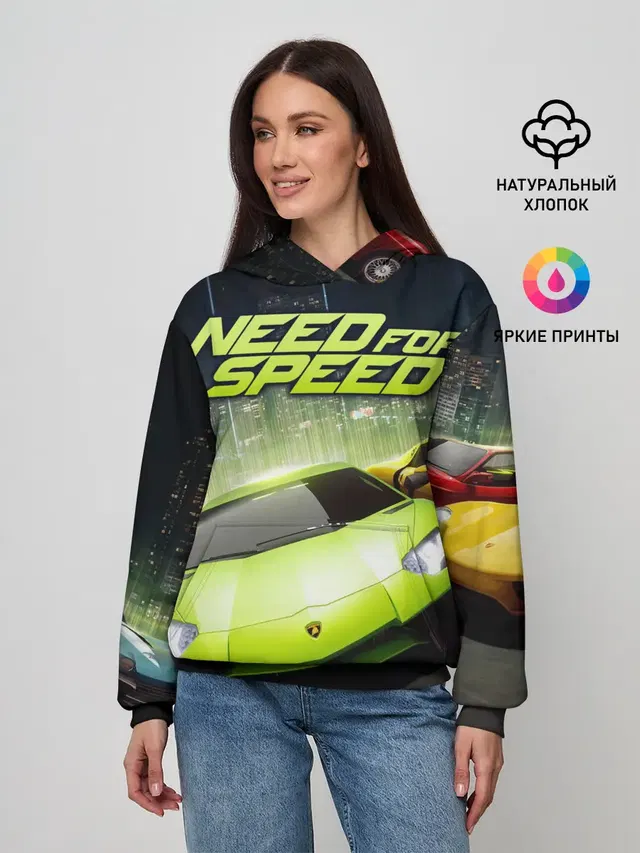 Женское худи с принтом «Lamborghini — Need for Speed»