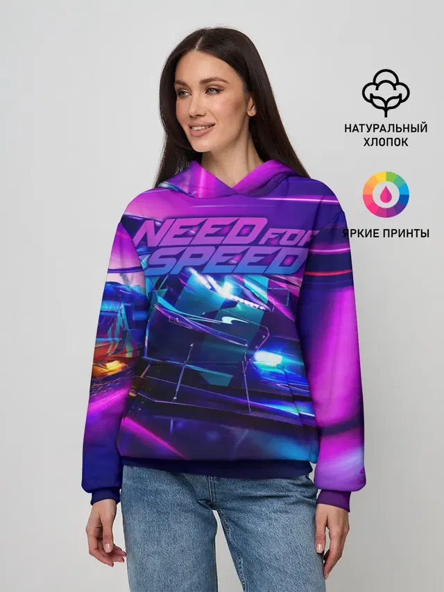 Женское худи с принтом «Chevrolet Corvette — Need for Speed»