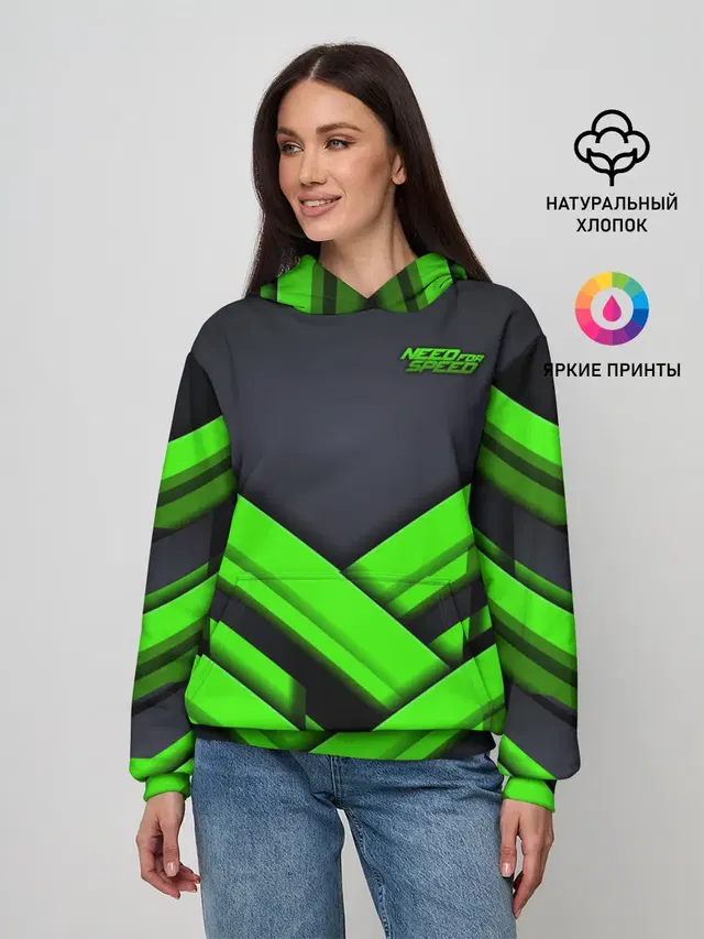 Женское худи с принтом «Abstract stripes — Need for Speed»