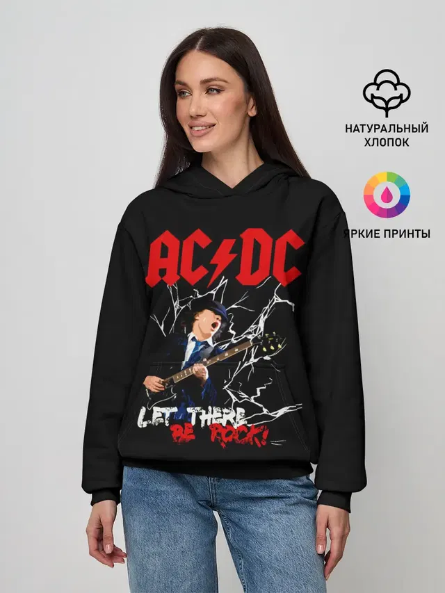 Женское худи с принтом «Electric guitar — AC/DC let there be rock!»