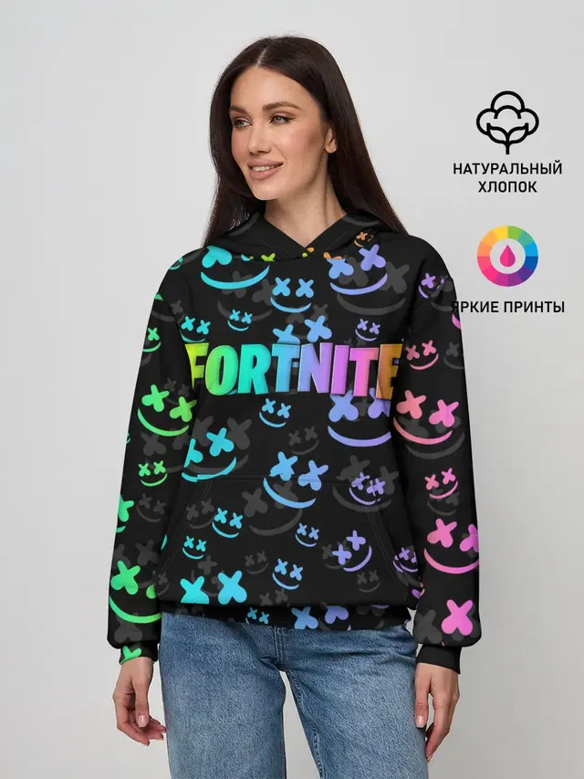 Женское худи с принтом «Marshmello — Fortnite & Marshmello»