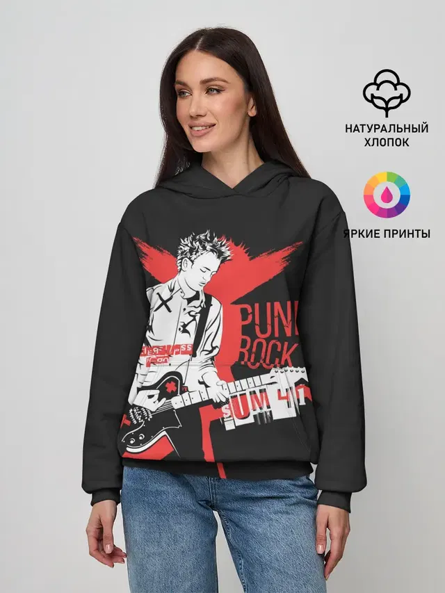 Женское худи с принтом «Sum41 — Punk-rock»