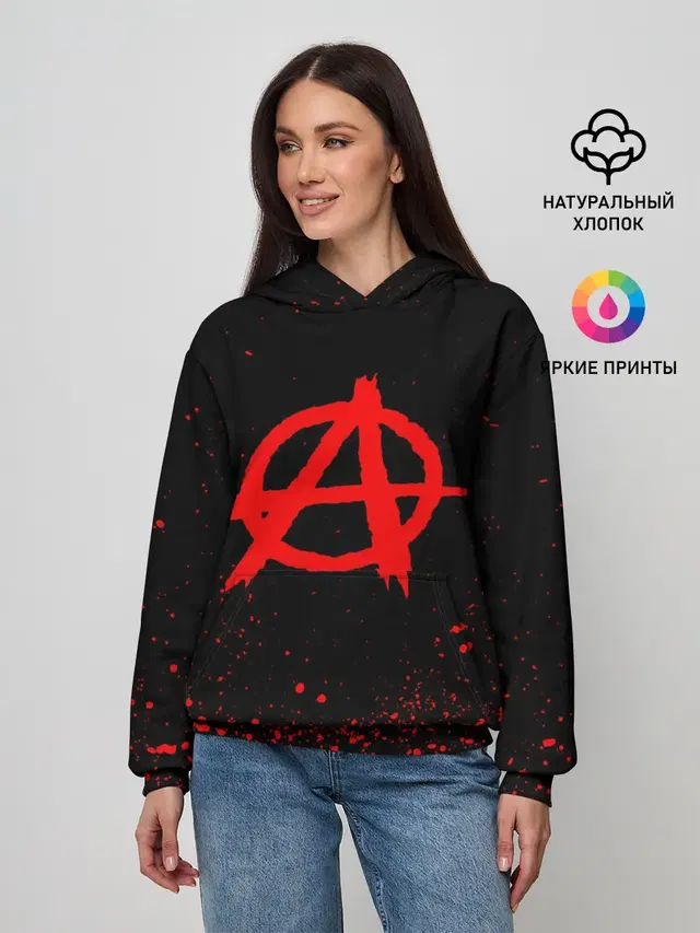 Женское худи с принтом «Анархия Anarchy — ANARCHY»