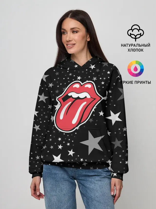 Женское худи с принтом «Rolling Stones — rolling stones star»