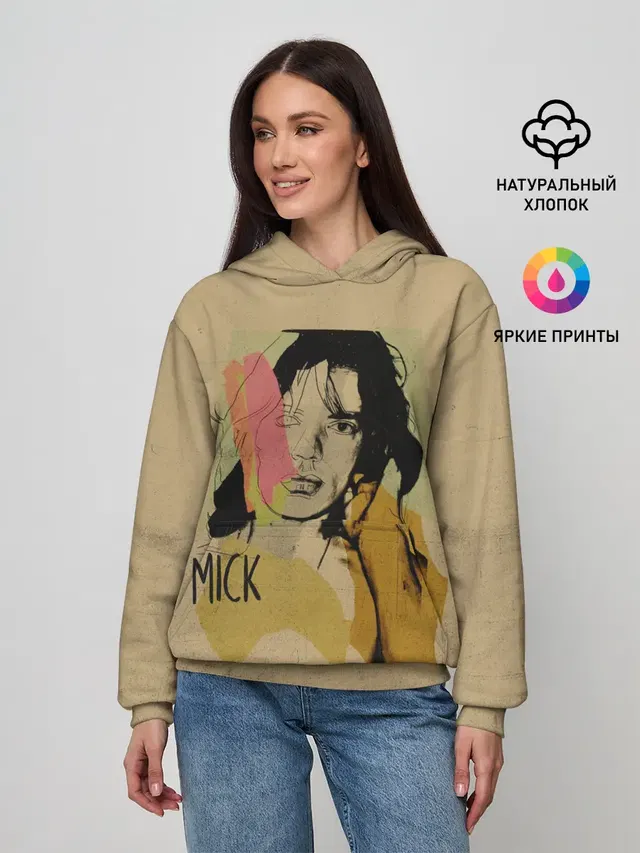 Женское худи с принтом «Rolling Stones — MICK JAGGER»