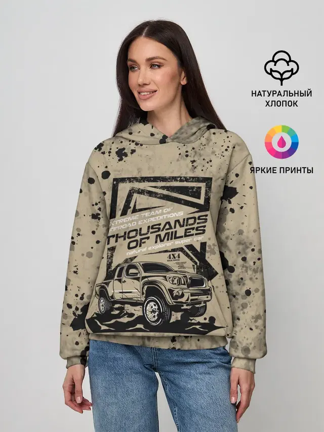 Женское худи с принтом «Разные автомобильные — OffRoad Team — Внедорожник»