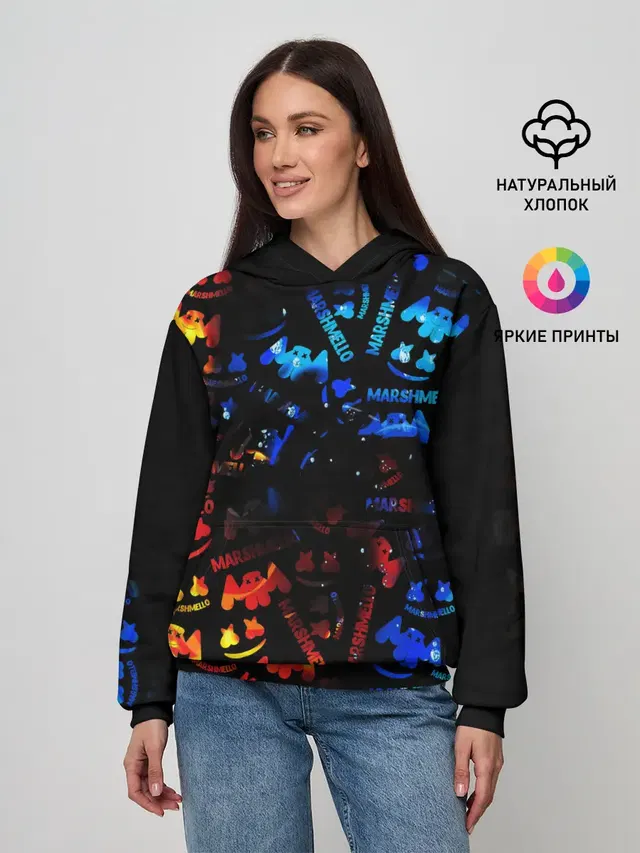 Женское худи с принтом «Marshmello — MARSMELLO FIRE»