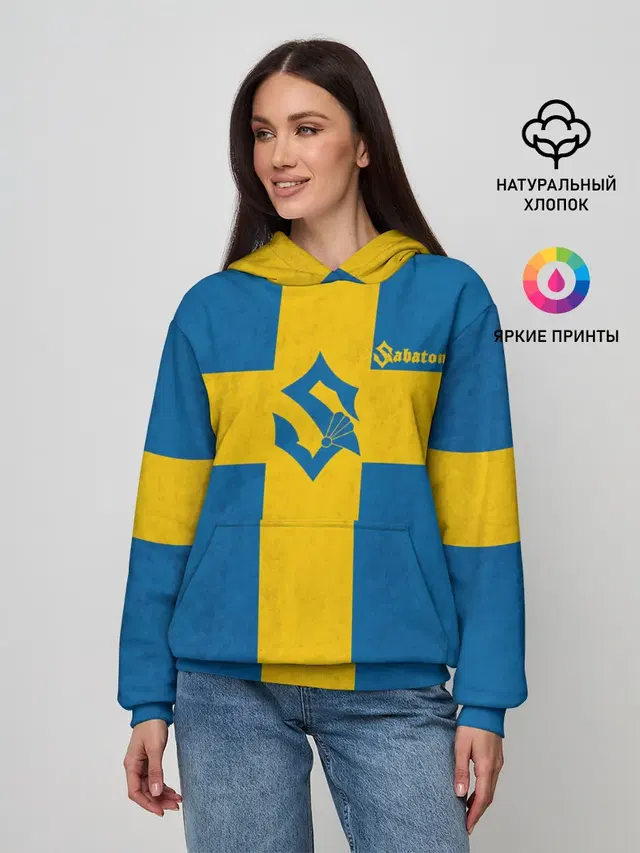 Женское худи с принтом «Flag of Sweden»