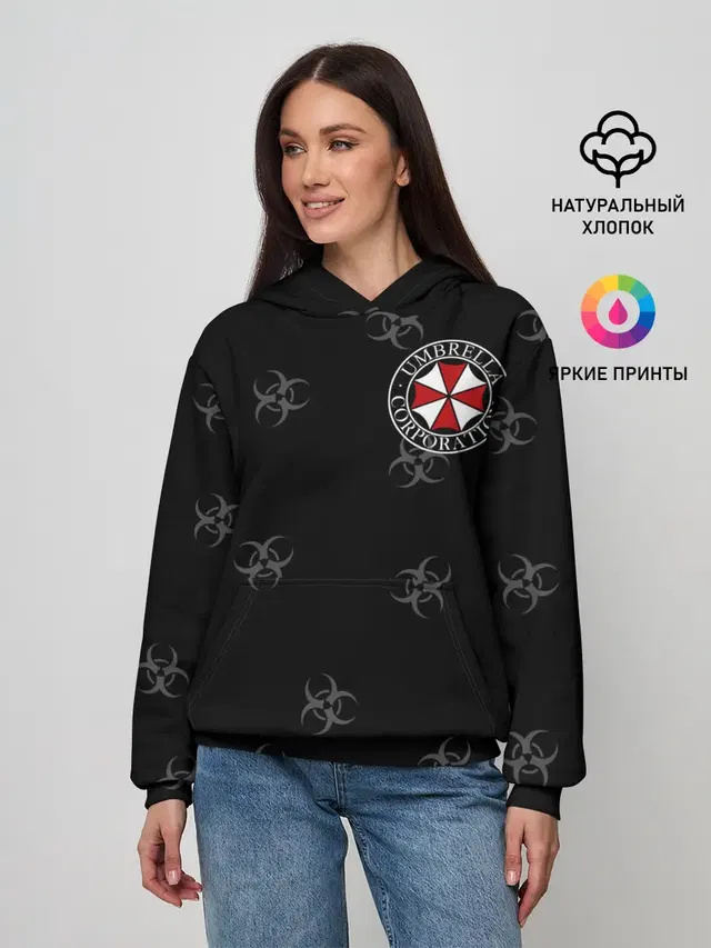 Женское худи с принтом «RE — Umbrella Corp.»