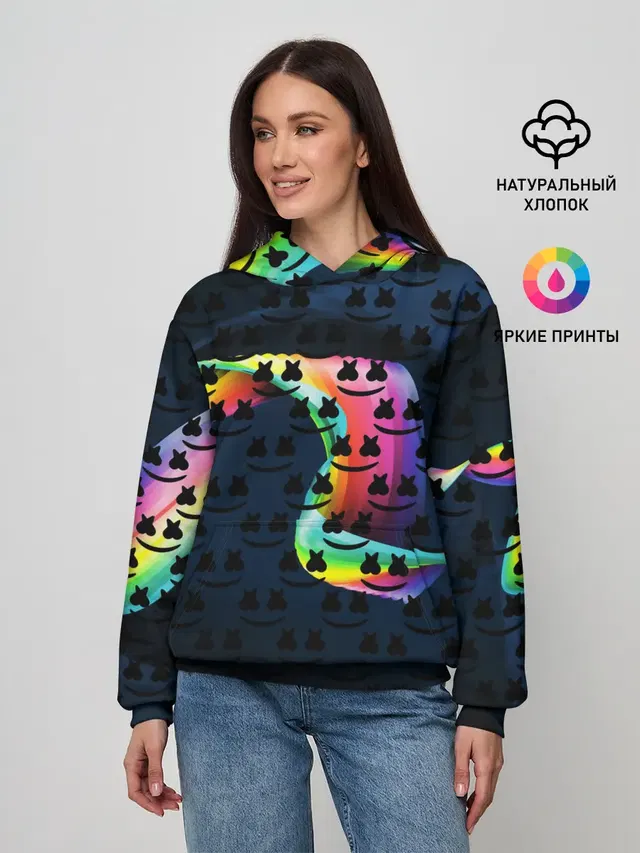 Женское худи с принтом «Marshmello — MARSMELLO»